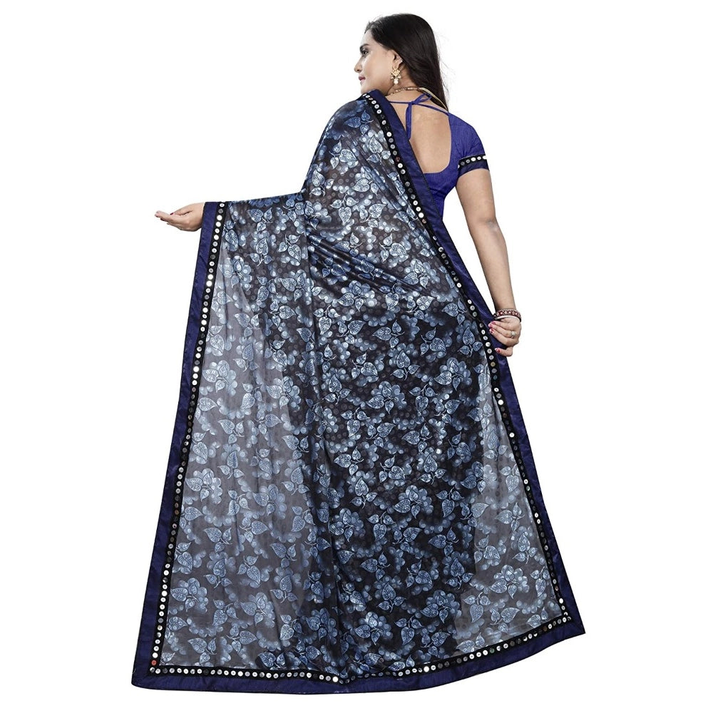 Vaystra Lycra Blend Saree with Blouse – Blue