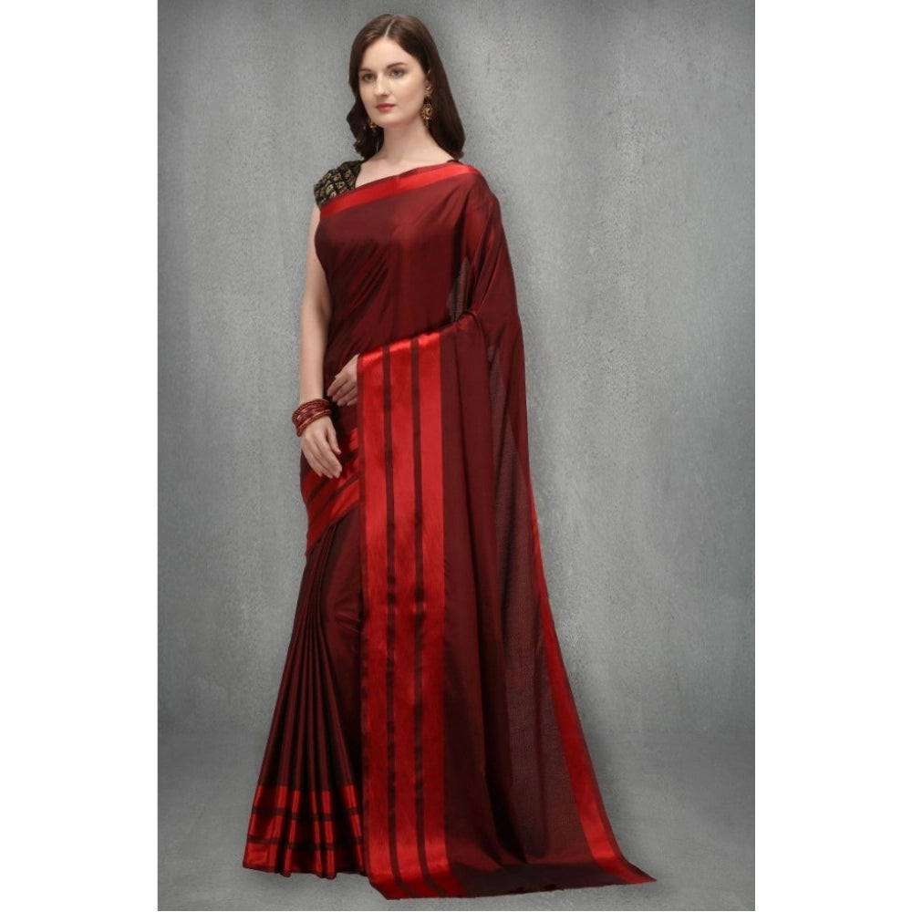 Vaystra Satin Silk Saree with Blouse – Red