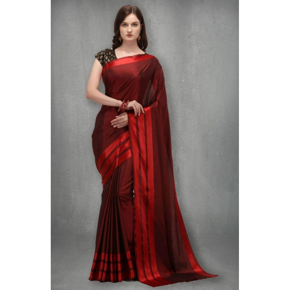 Vaystra Satin Silk Saree with Blouse – Red