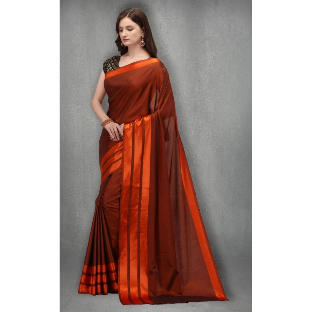 Vaystra Satin Silk Saree with Blouse – Orange