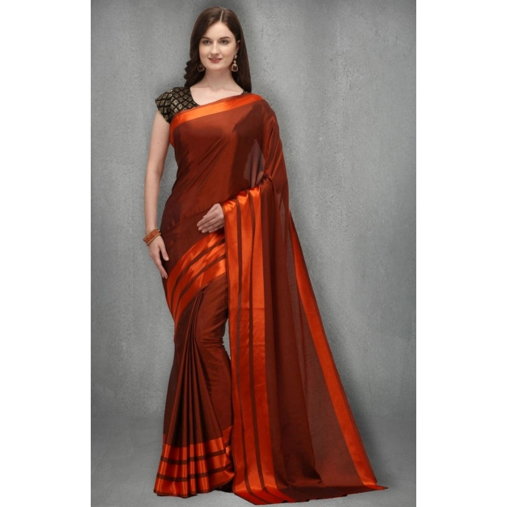 Vaystra Satin Silk Saree with Blouse – Orange