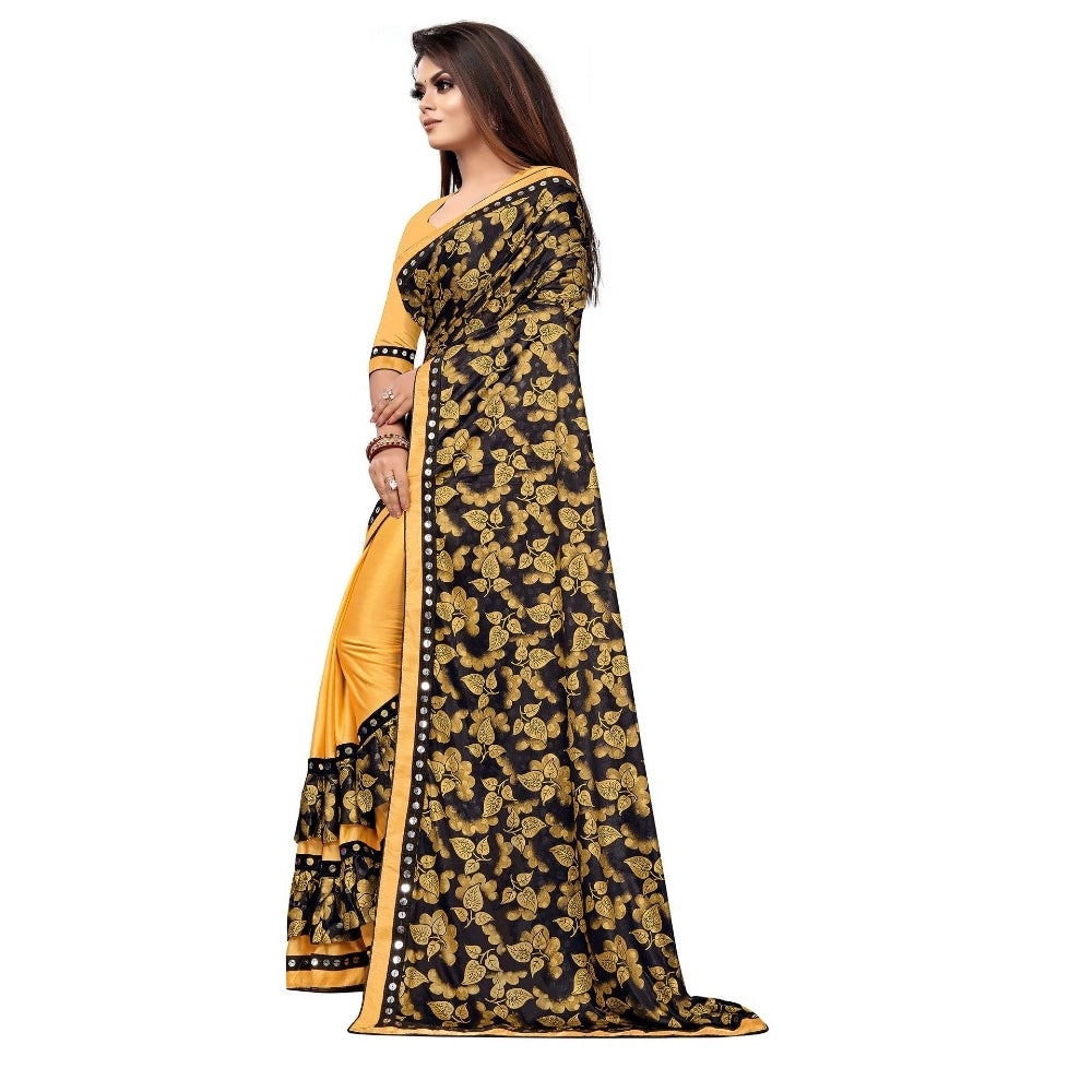 Vaystra Lycra Blend Saree with Blouse – Mustard