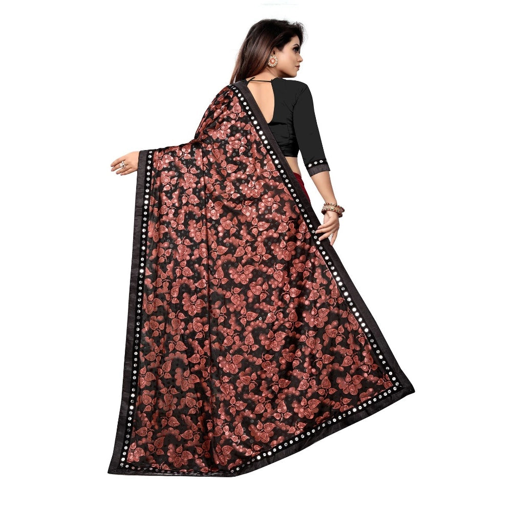 Vaystra Lycra Blend Saree with Blouse – Red