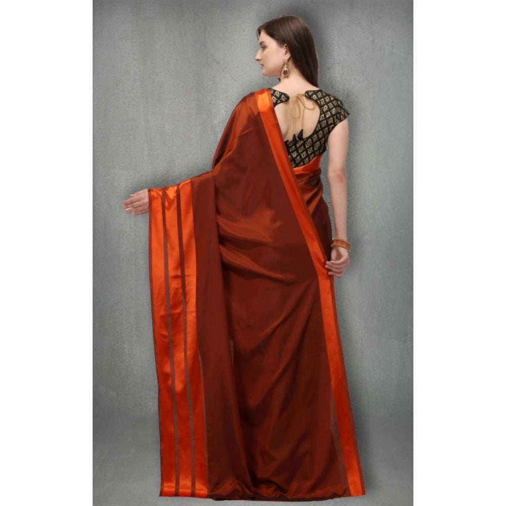 Vaystra Satin Silk Saree with Blouse – Orange