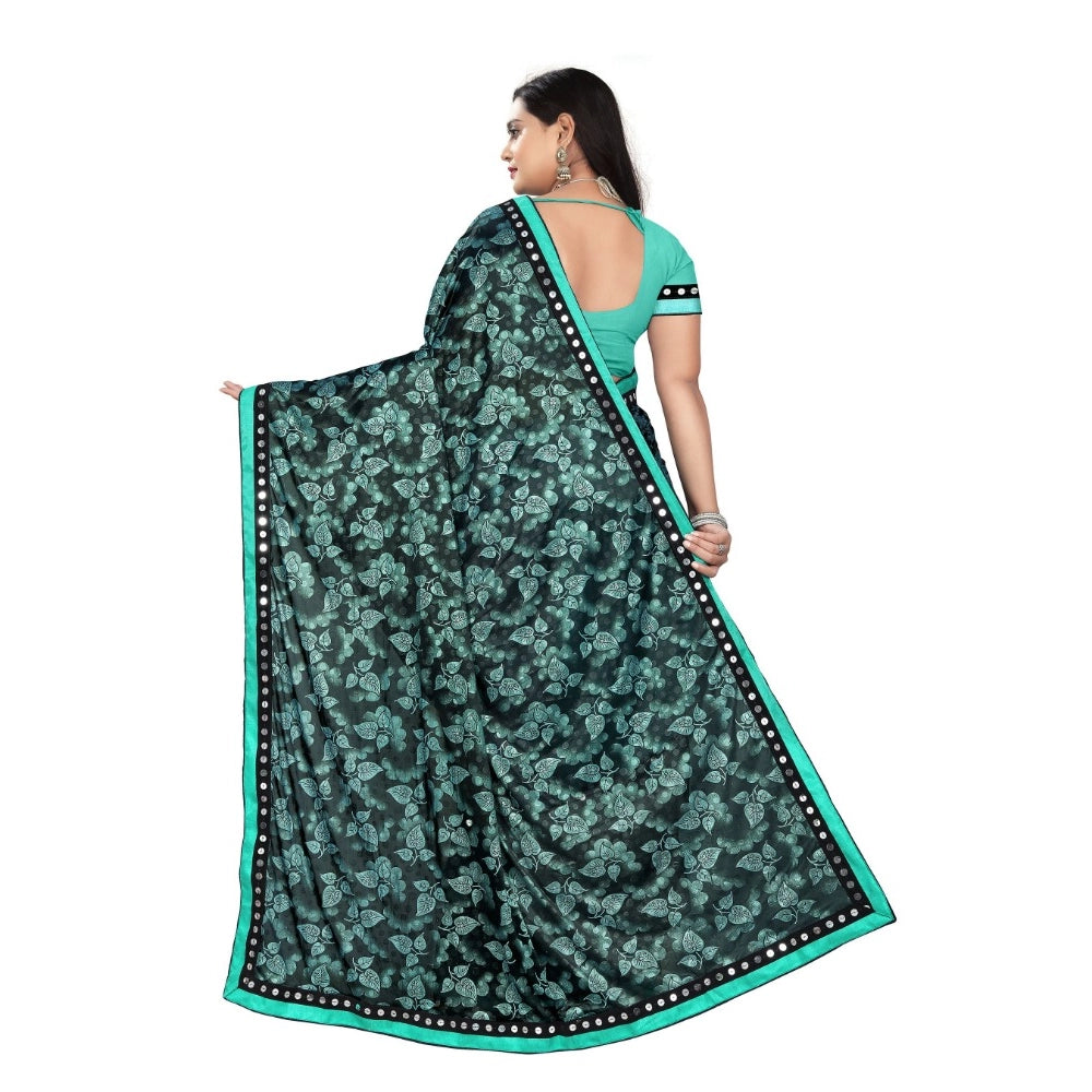 Vaystra Lycra Blend Saree with Blouse – Rama