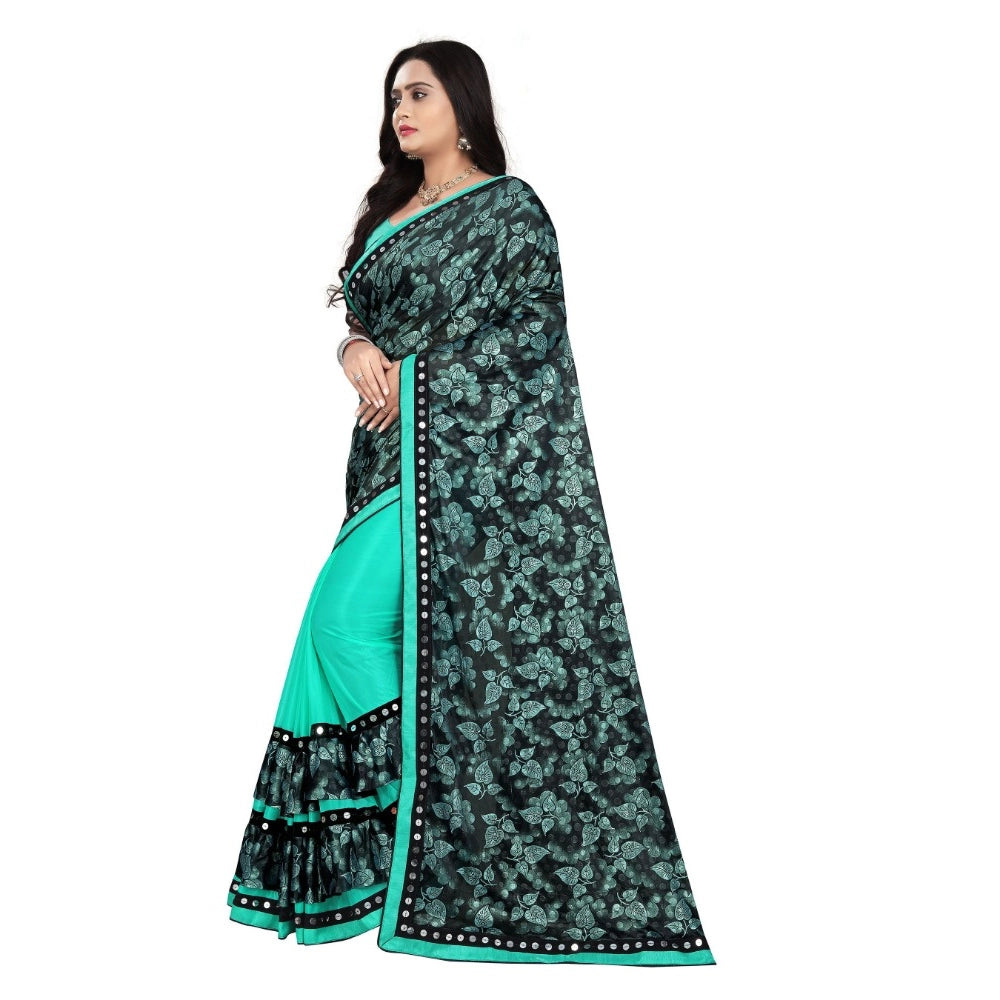 Vaystra Lycra Blend Saree with Blouse – Rama