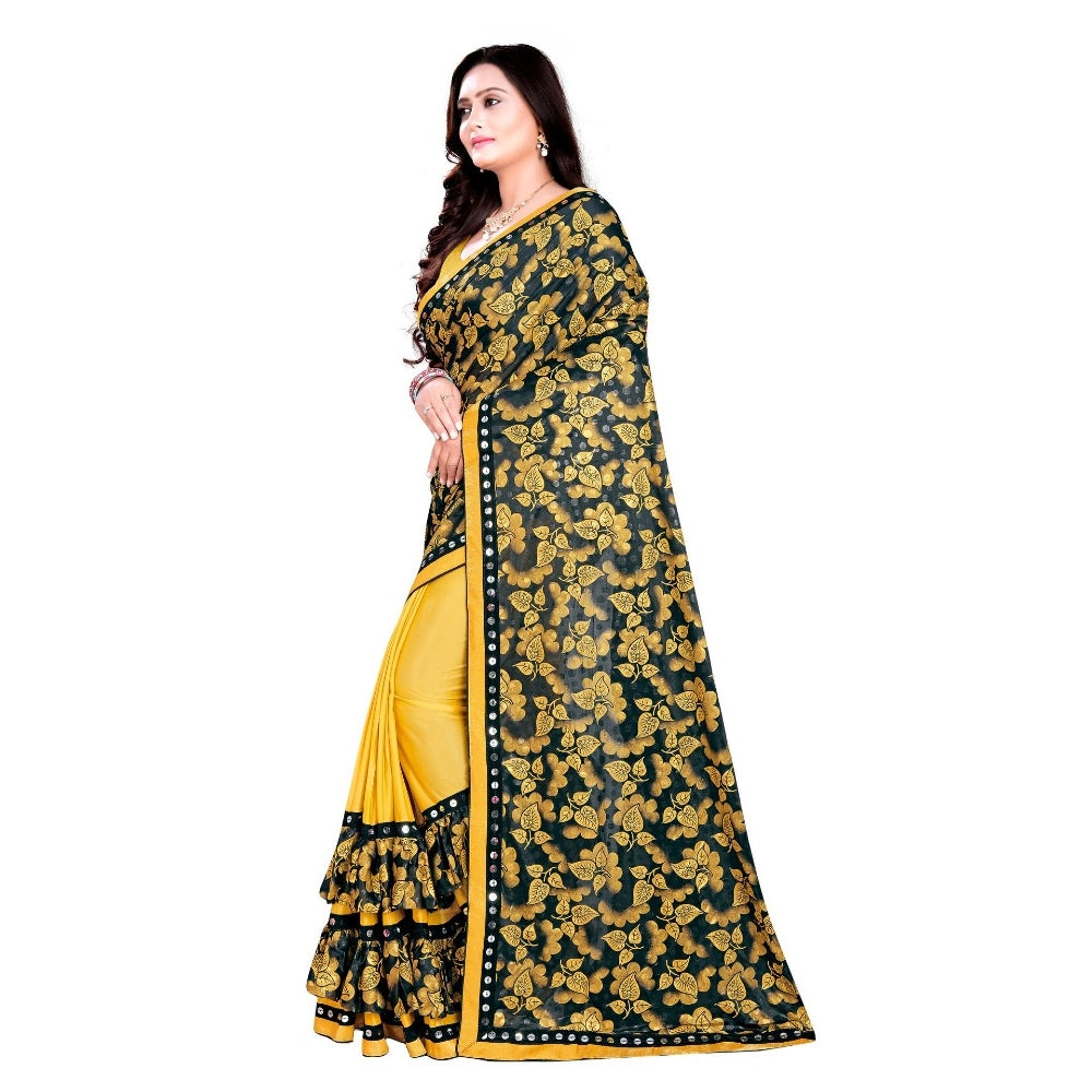 Vaystra Lycra Blend Saree with Blouse – Mustard