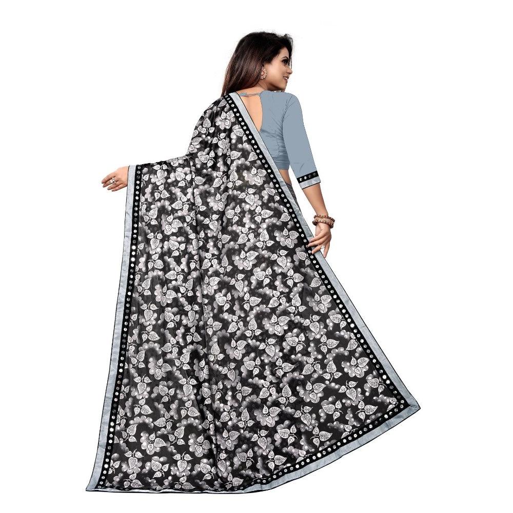 Vaystra Lycra Blend Saree with Blouse – Grey