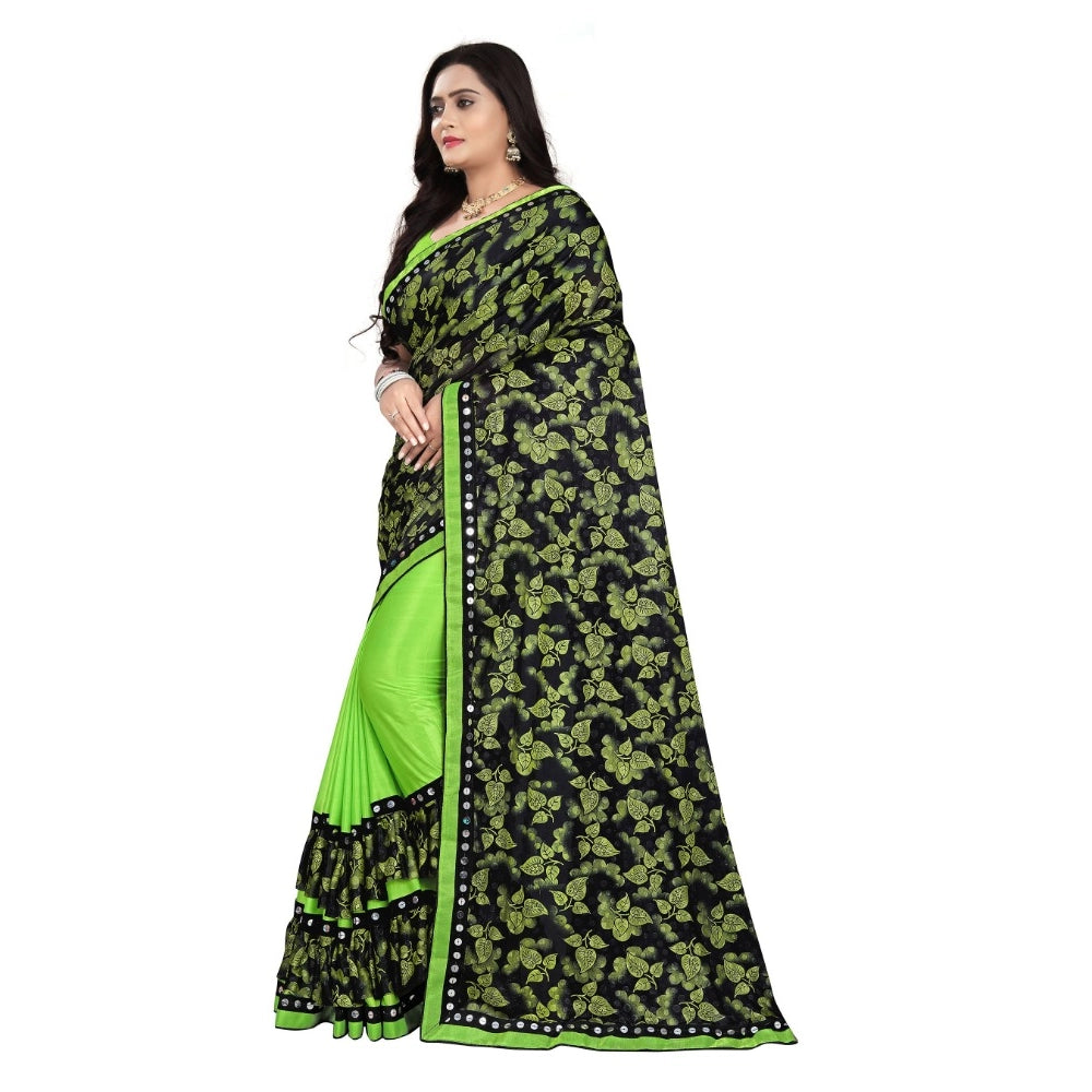 Vaystra Lycra Blend Saree with Blouse – Pista