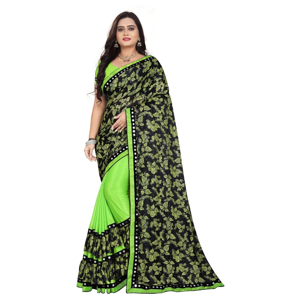 Vaystra Lycra Blend Saree with Blouse – Pista