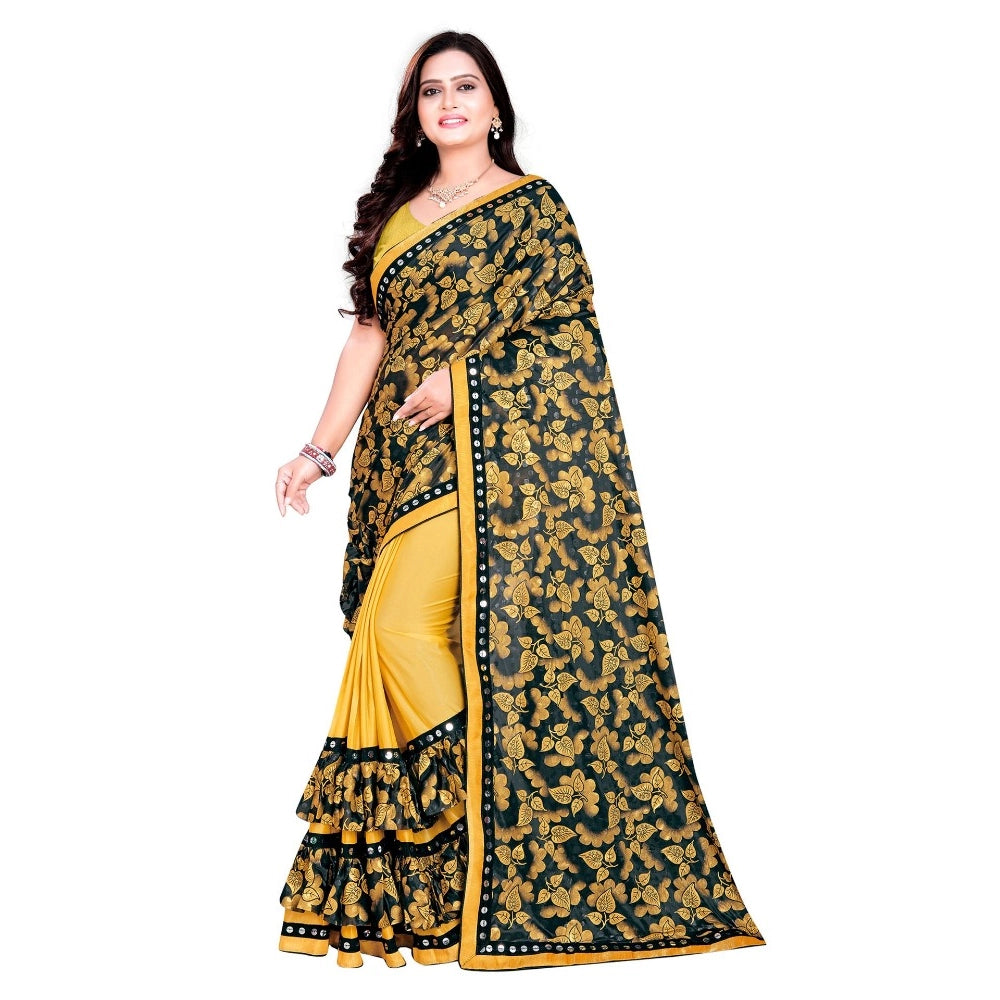 Vaystra Lycra Blend Saree with Blouse – Mustard