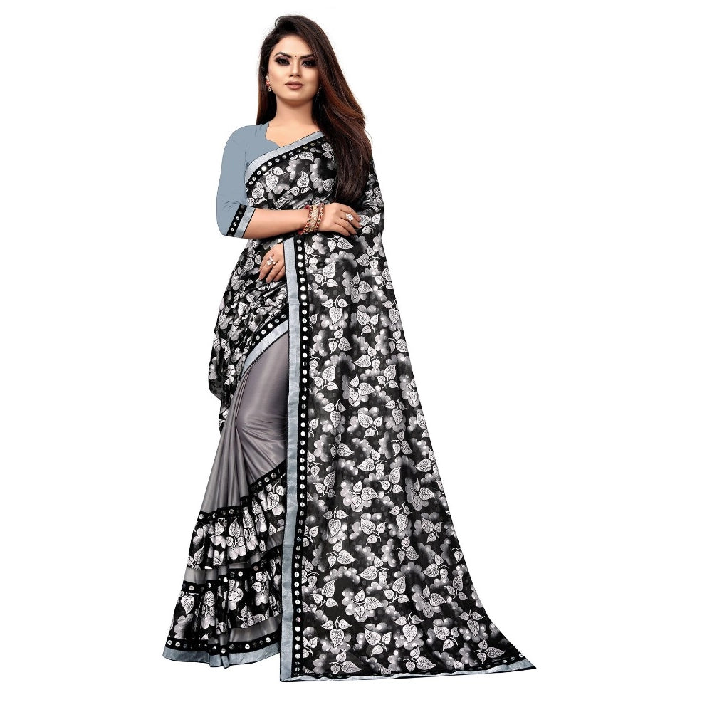 Vaystra Lycra Blend Saree with Blouse – Grey