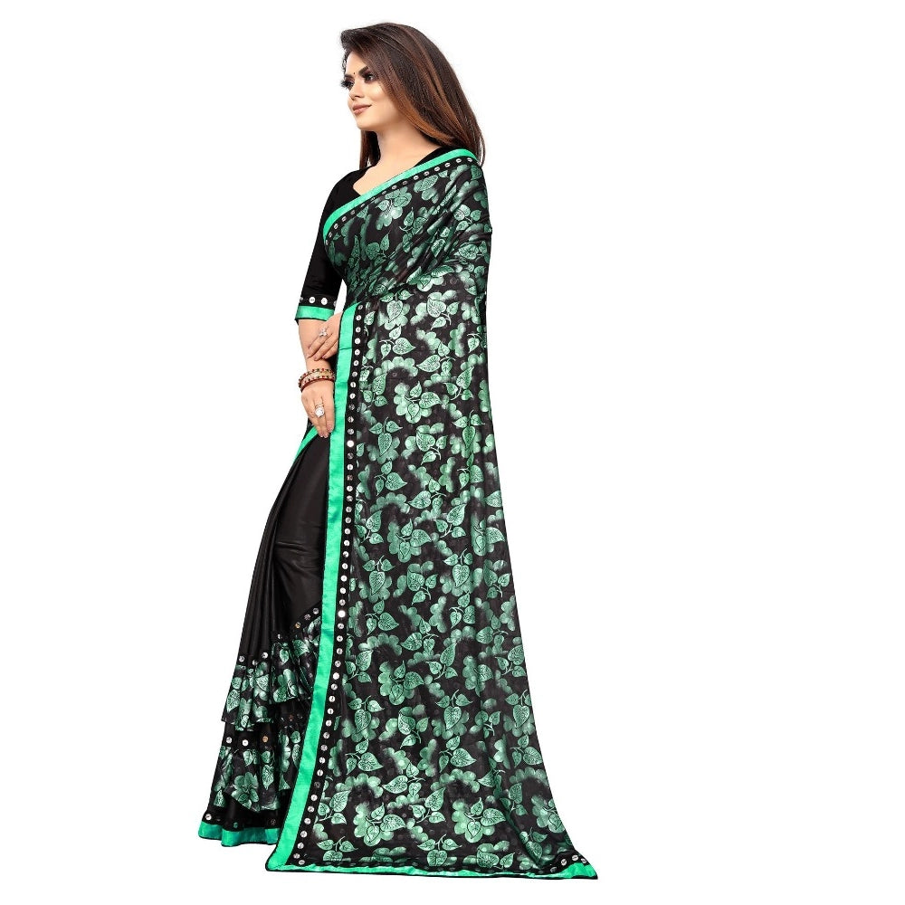 Vaystra Lycra Blend Saree with Blouse – Green