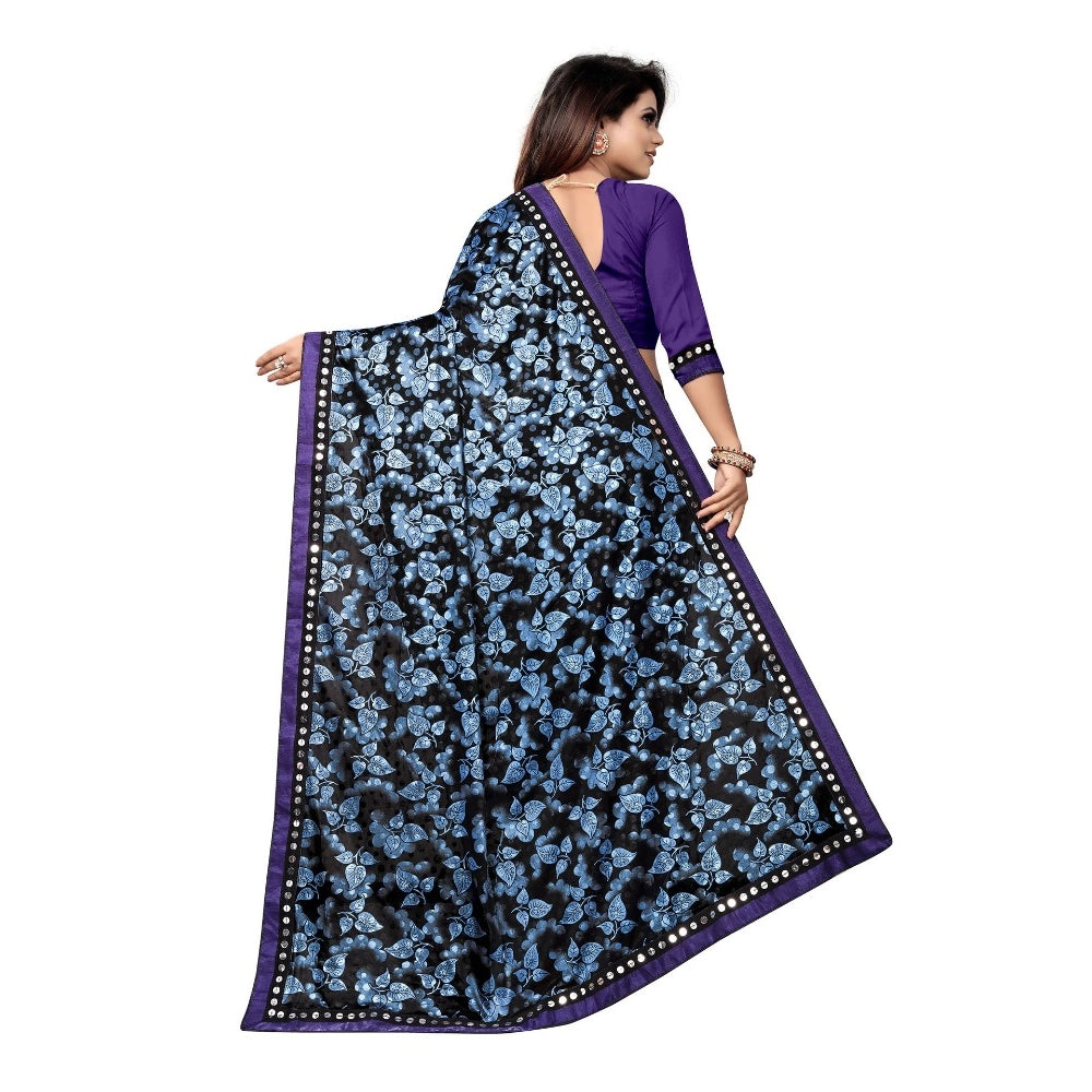 Vaystra Lycra Blend Saree with Blouse – Blue