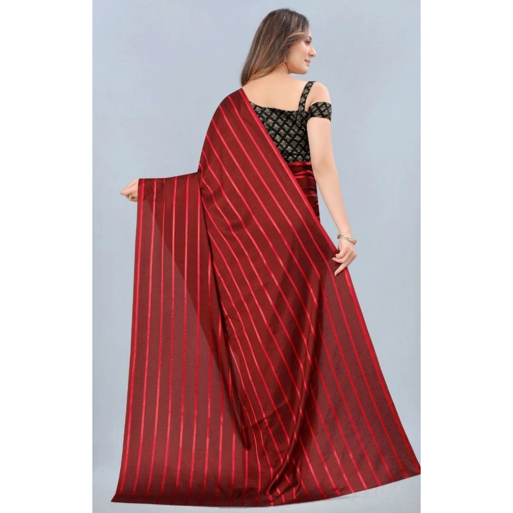 Vaystra Satin Silk Saree with Blouse – Red