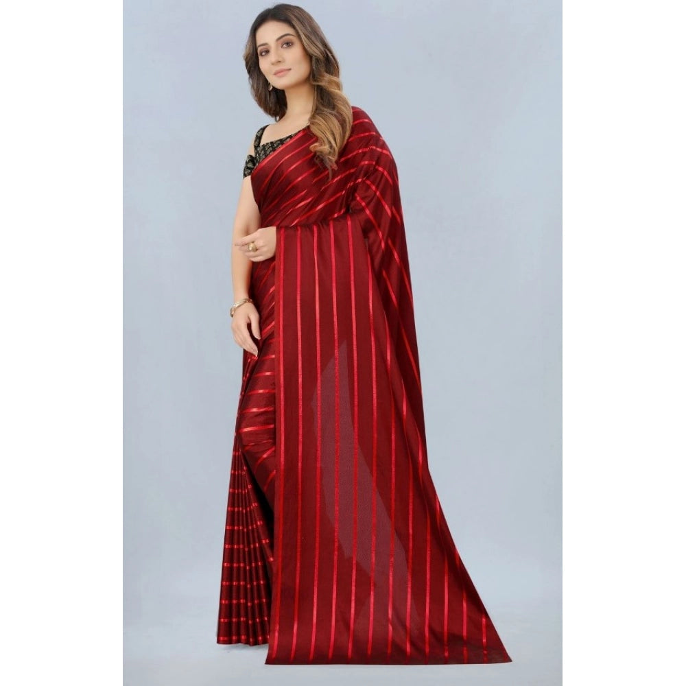Vaystra Satin Silk Saree with Blouse – Red