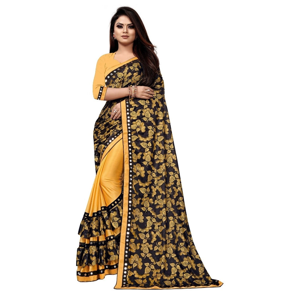 Vaystra Lycra Blend Saree with Blouse – Mustard