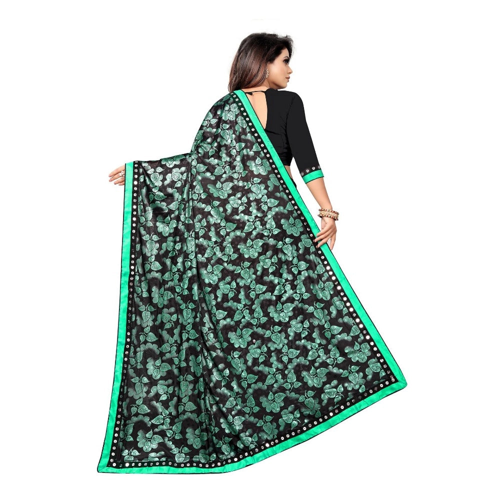 Vaystra Lycra Blend Saree with Blouse – Green