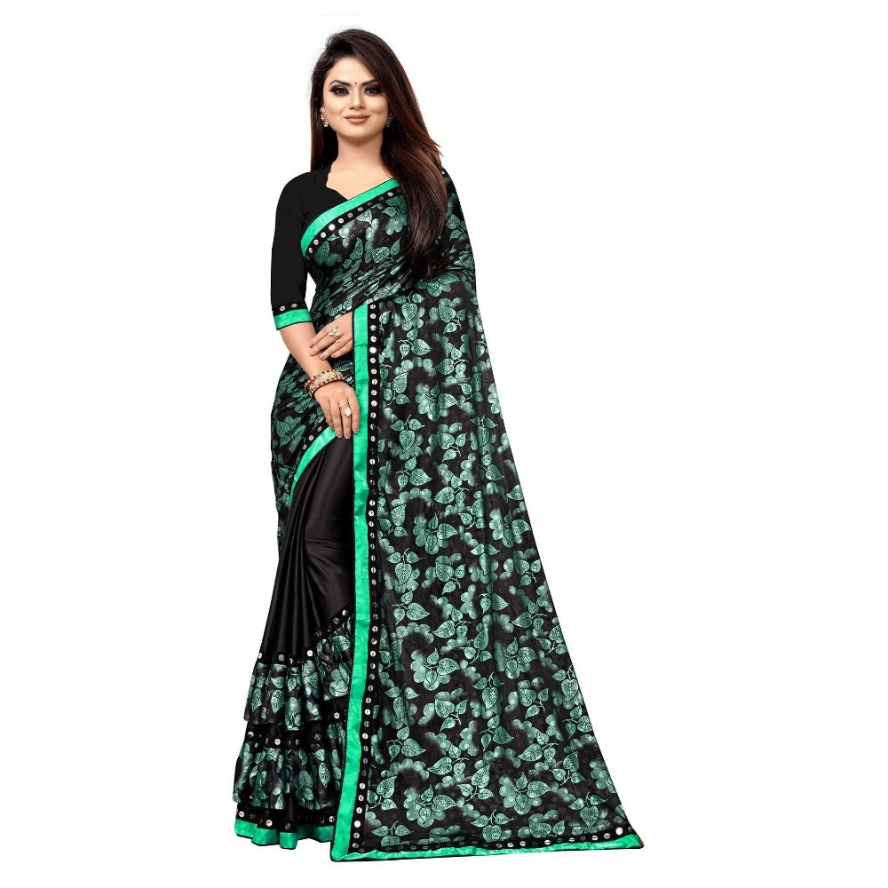 Vaystra Lycra Blend Saree with Blouse – Green