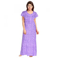 Vaystra Cotton Printed Maxi Nighty – Lavender