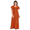 Vaystra Cotton Printed Maxi Nighty – Orange