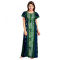 Vaystra Cotton Printed Maxi Nighty – Green