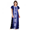 Vaystra Cotton Printed Maxi Nighty – Blue