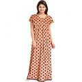 Vaystra Cotton Printed Maxi Nighty – Peach