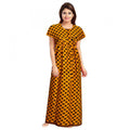 Vaystra Cotton Printed Maxi Nighty – Mustard