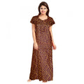 Vaystra Cotton Printed Maxi Nighty – Brown