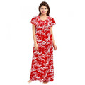 Vaystra Cotton Printed Maxi Nighty – Red
