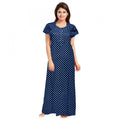 Vaystra Cotton Printed Maxi Nighty – Blue