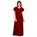 Vaystra Cotton Printed Maxi Nighty – Red