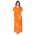 Vaystra Cotton Printed Maxi Nighty – Orange