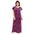 Vaystra Cotton Printed Maxi Nighty – Wine