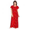 Vaystra Cotton Printed Maxi Nighty – Red