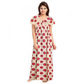 Vaystra Cotton Printed Maxi Nighty – Red