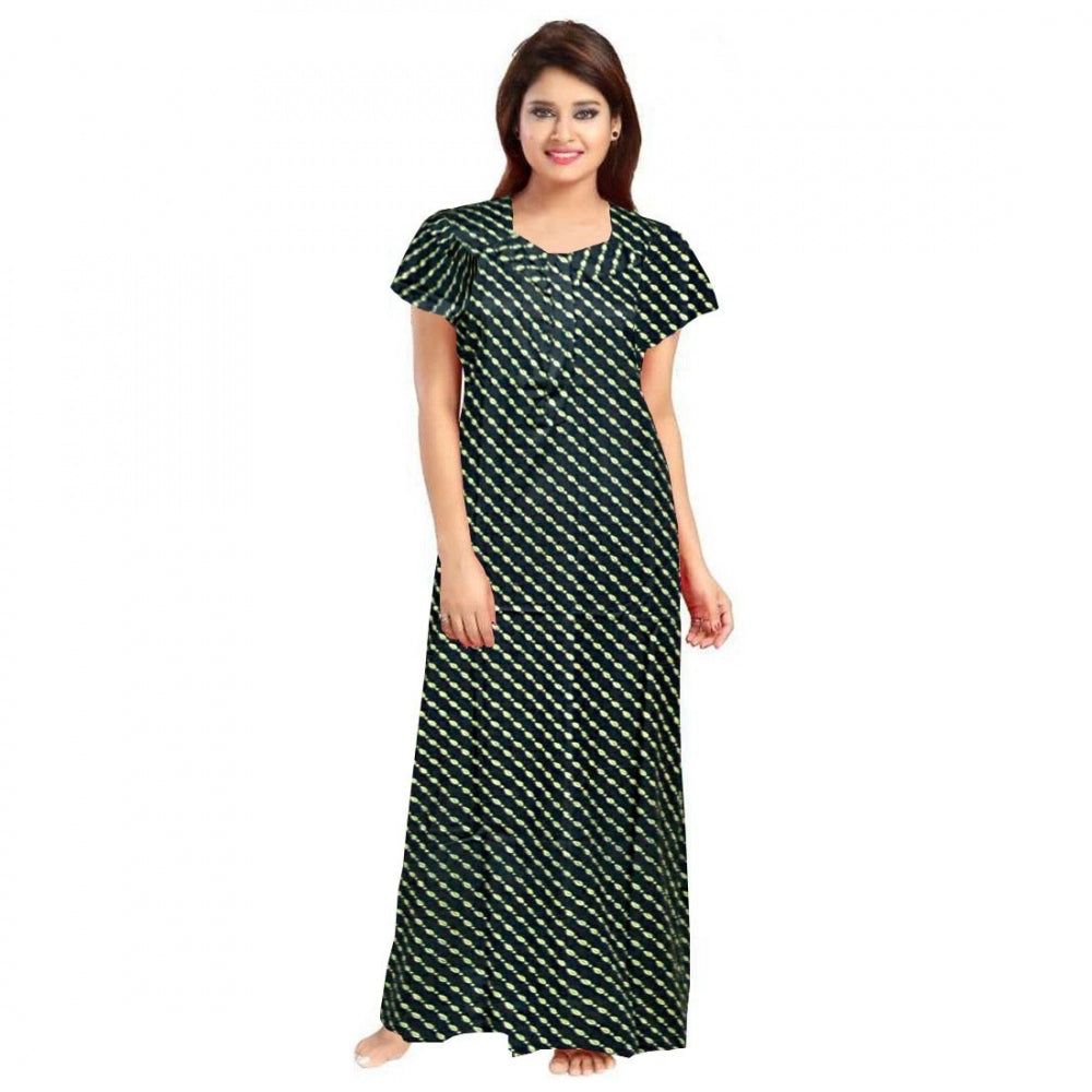 Vaystra Cotton Printed Maxi Nighty – Green