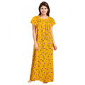 Vaystra Cotton Printed Maxi Nighty – Yellow