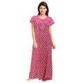 Vaystra Cotton Printed Maxi Nighty – Pink