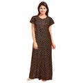 Vaystra Cotton Printed Maxi Nighty – Brown
