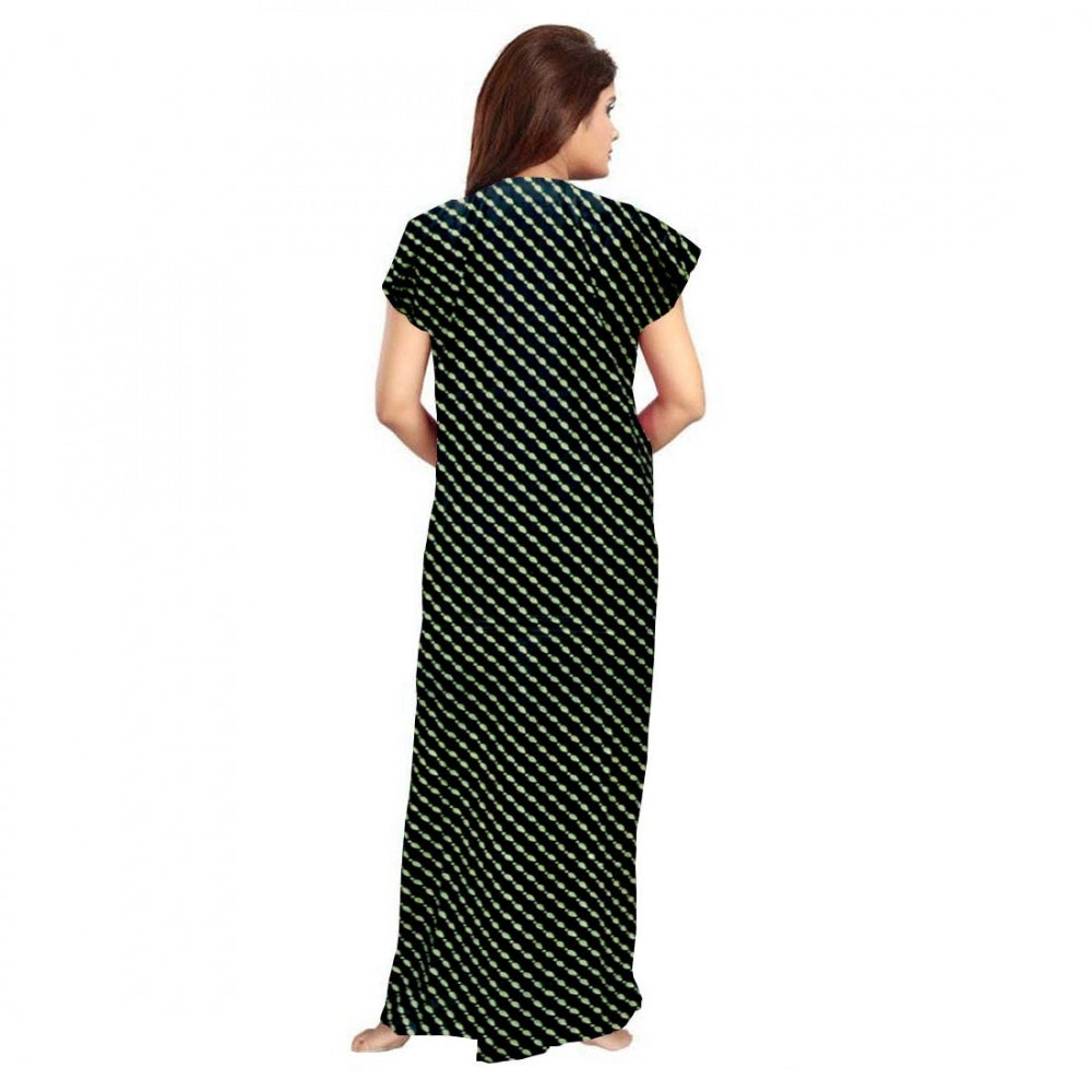 Vaystra Cotton Printed Maxi Nighty – Green