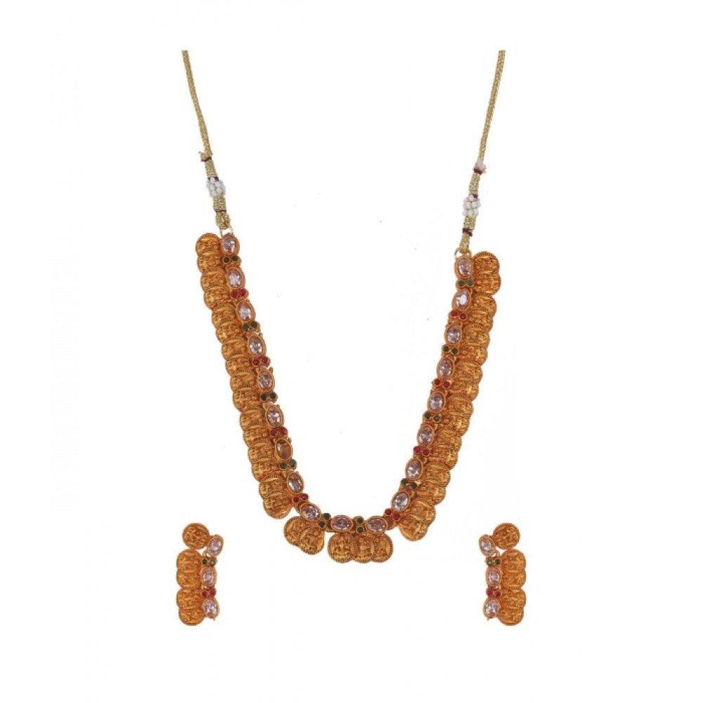 Vaystra Elegant Laxmi Coin Shape Jewellery Chowker Set - White