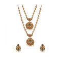 Vaystra Elegant Double Line Temple Jewellery Set - Green