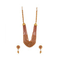 Vaystra Handcrafted Ethnic Five Layer Brass Mala With Crystal For Women And Girls - Red Edition