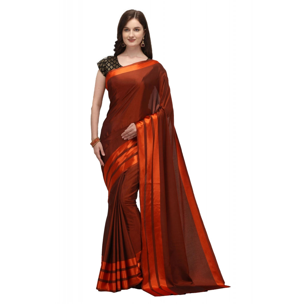 Vaystra Satin Silk Saree with Blouse – Orange