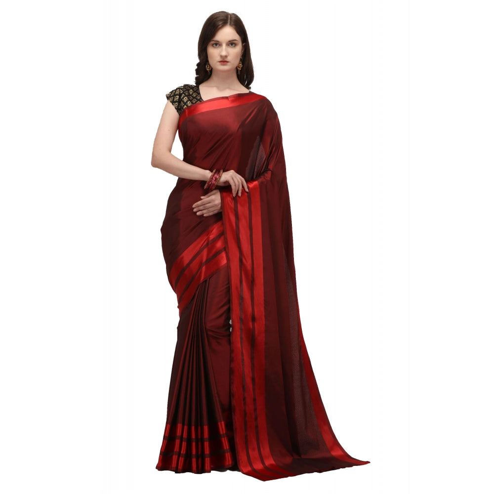 Vaystra Satin Silk Saree with Blouse – Red