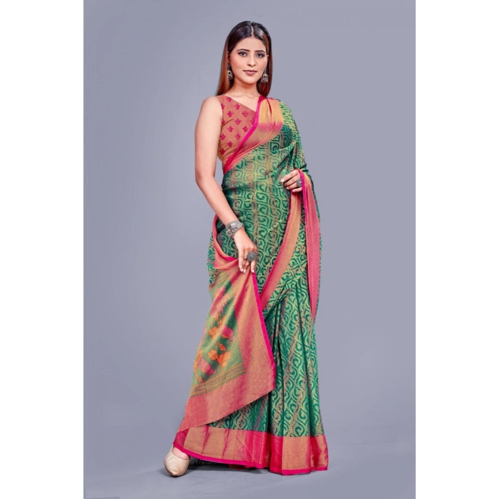 Vaystra Viscose Rayon Printed Saree With Unstitched Blouse – Rama