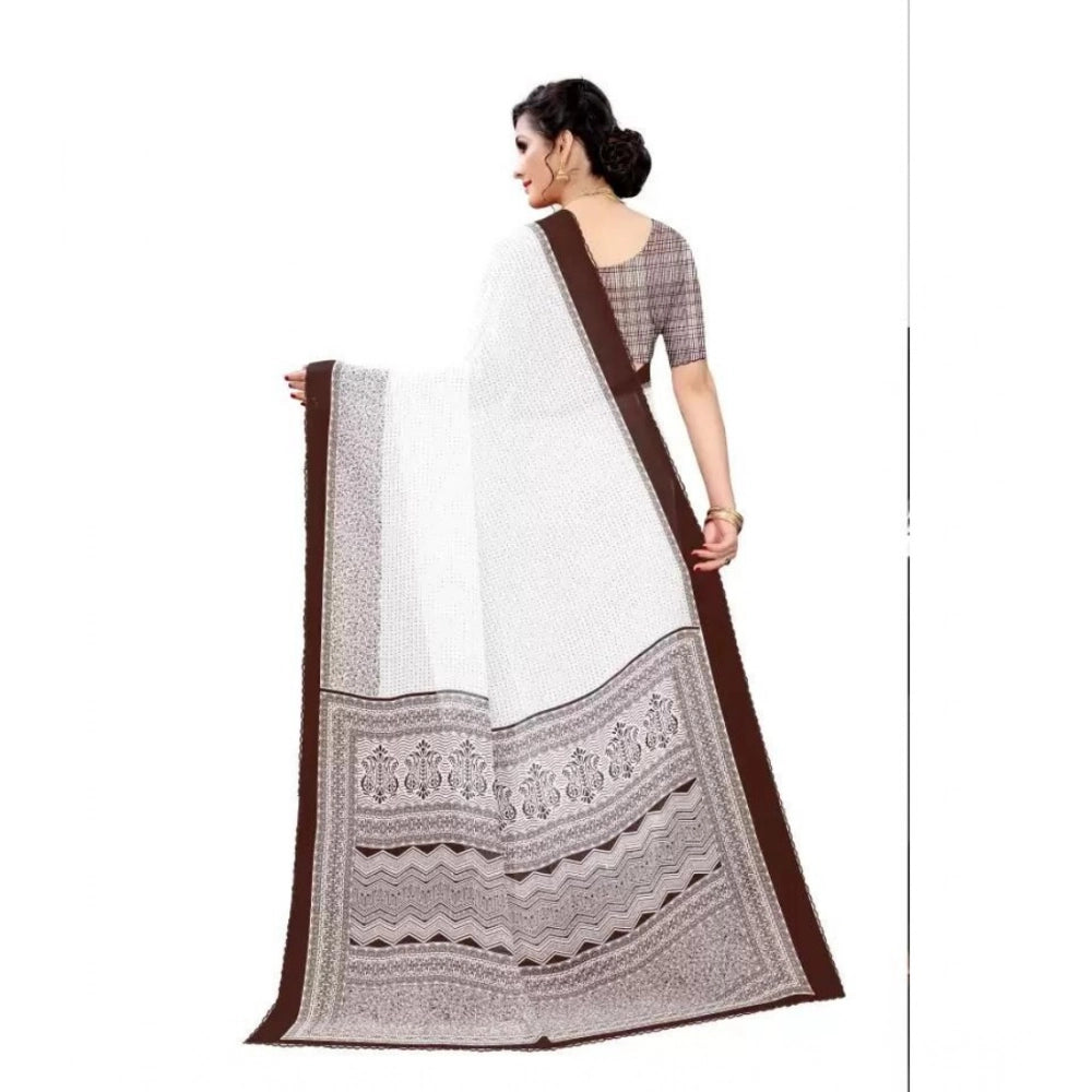 Vaystra Georgette Printed Saree With Unstitched Blouse – Coffee