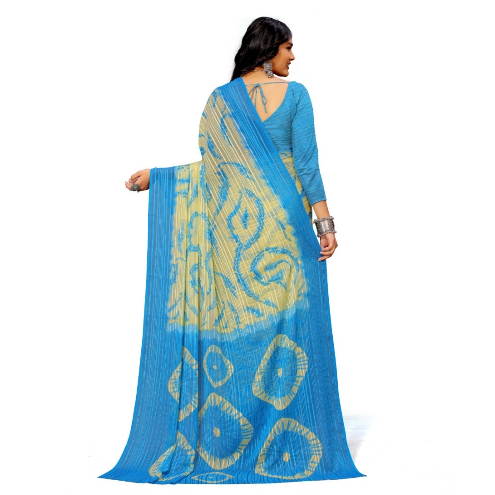 Vaystra Georgette Printed Saree With Unstitched Blouse – Skyblue
